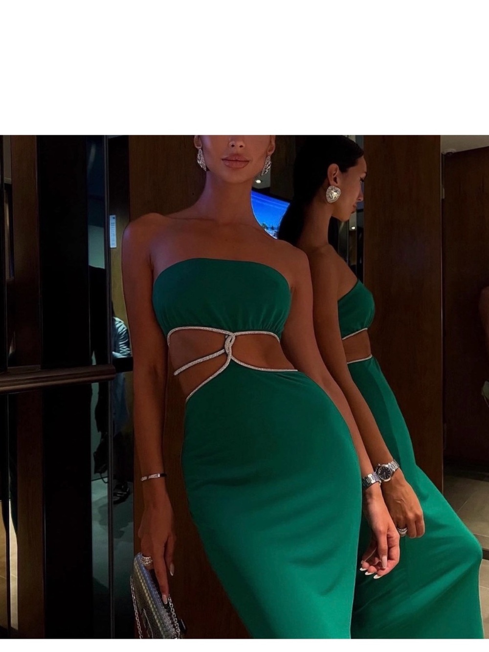 Meshki Billie Strapless Cutout Maxi Dress with Crystal Trim